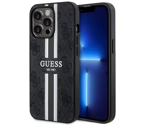Guess GUHMP13LP4RPSK czarny / Tylna obudowa do iPhone'a 13 Pro i 13 / Nadruk w paski / MagSafe