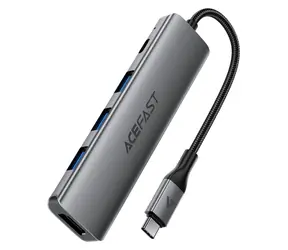 Acefast J16 szary / Stacja dokująca / USB-C / 5w1 / HDMI 4K 60Hz / PD 90W