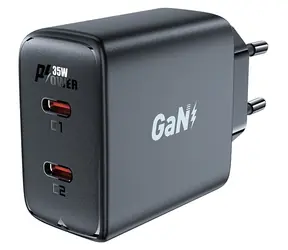 Ładowarka Acefast A49 PD35W GaN czarna / 2x USB-C / 35W