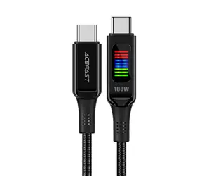 Acefast C7-03 USB-C (M) - USB-C (M) 1,2 m czarny / Kabel / 100 W / wyświetlacz