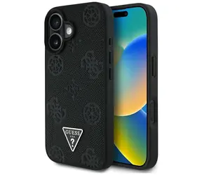 Guess Grained Hot Stamp Peony black / Tylna obudowa / iPhone 16 / MagSafe