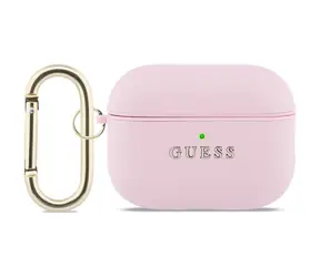Guess Grained Classic Logo AirPods Pro 3 różowe / Etui / Skóra ekologiczna