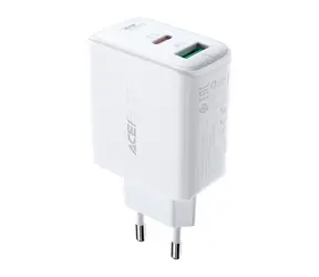 Acefast A5 biały / Ładowarka ścienna / USB-C + USB-A / 32 W / PD, QC 3.0