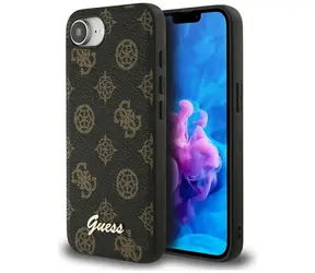 Logo Guess Peony Script w kolorze czarnym / Tylna obudowa / iPhone 16e / MagSafe