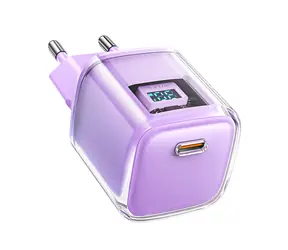 Acefast A53 fioletowy / Ładowarka / GaN / PD 30W / USB-C / wyświetlacz