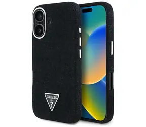 Guess Denim Triangle Logo czarny / Tylna obudowa / MagSafe / iPhone 16