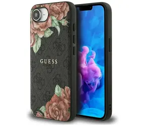 Guess 4G Flowers MagSafe do iPhone'a 16e czarny / Tylna obudowa / MagSafe