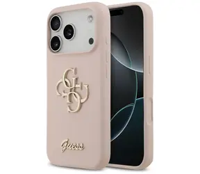 Guess Silikonowy Big 4G Script Różowy / Tylna obudowa / Apple iPhone 17 Pro