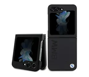 Tylna obudowa BMW ze skóry tłoczonej na gorąco do Samsung Galaxy Z Flip 5 czarna / Tylna obudowa / Skóra