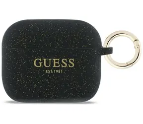 Etui silikonowe Guess z brokatem i pierścieniem AirPods Pro 3 czarne / Etui / silikonowe / brokatowe / z pierścieniem