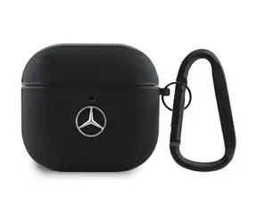 Etui skórzane Mercedes z metalowym logo w kolorze czarnym / Etui na słuchawki / Apple AirPods 4