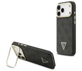 Podstawka Guess PU z trójkątnym Logo MagSafe czarna / Tylna obudowa / iPhone 17 Pro Max / Podstawka do aparatu