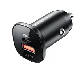 Acefast B1 czarny / Ładowarka samochodowa / USB-C + USB-A / 38 W / PD, QC 3.0
