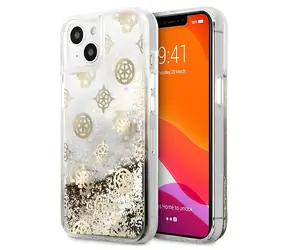 Guess Liquid Glitter Peony Gold / Tylna obudowa / Apple iPhone 13 mini