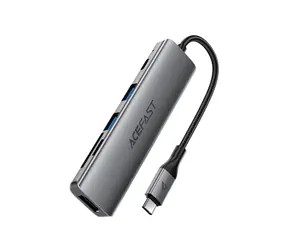 Acefast J18 szary / Stacja dokująca / USB-C / 6w1 / HDMI 4K 60Hz / PD 90W