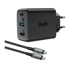 Ładowarka Acefast A17 GaN czarna / Adapter ładujący z wyjściem HDMI / 65 W / HDMI 4K 60 Hz / USB-C