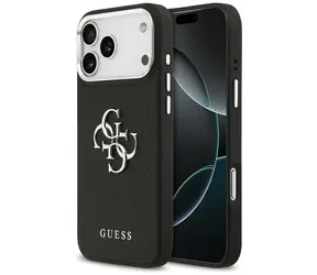 Guess Grained Big 4G Classic Logo czarny / Tylna obudowa / do iPhone'a 17 Pro Max