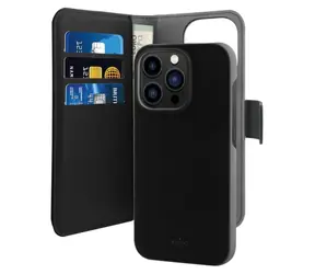 Puro Wallet Odpinany czarny / Etui z klapką i portfelem / MagSafe / Odpinany 2 w 1 / Skóra PU