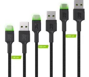 Green Cell KABGCSET01 czarny / Kabel USB-A - USB-C / 2 m