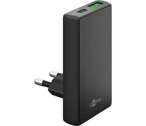 Goobay GaN 90° czarny / Zasilacz / 65 W / USB-C + USB-A / PD, QC