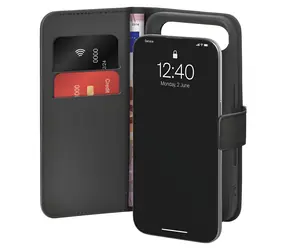 Puro Wallet Stand czarny / Etui / iPhone 17 Air / Skóra ekologiczna / Portfel i stojak