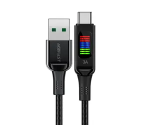 Kabel Acefast USB-A (M) - USB-C (M) 1,2 m czarny / 60 W / wyświetlacz