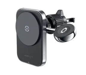 Acefast D18 czarny / Uchwyt samochodowy / MagSafe / Qi / Kabel USB-A - USB-C