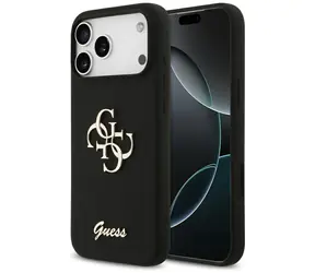 Guess Silicone Big 4G Script czarny / Etui / iPhone 17 Pro Max