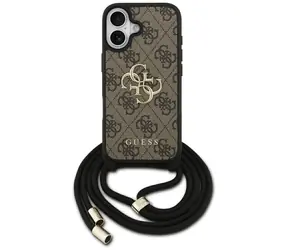 Pasek Guess 4G Big Logo , brązowy, do iPhone'a 17 / Tylna obudowa / Z paskiem na ramię