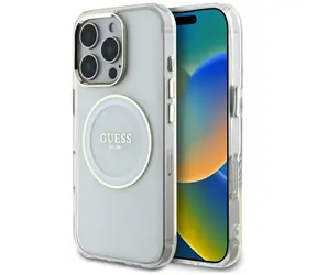 Guess Circle MagSafe iPhone 16 Pro Max biały / Tylna obudowa / Nadruk IML / MagSafe