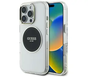 Guess IML Metal Colored Circle Classic Logo MagSafe czarny / Tylna obudowa / do iPhone'a 16 Pro Max / MagSafe