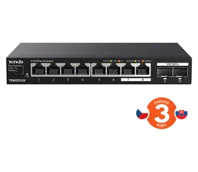 Tenda TEM2010X / Przełącznik / Niezarządzany / 8x 2.5GbE RJ45 / 2x 10G SFP+