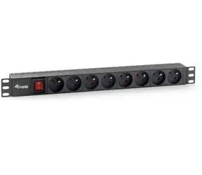 Equip 19" czarny / Listwa zasilająca / 1U / 8 gniazd / przełącznik / 16 A