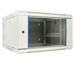 Extralink Regał ścienny 6U 600x600 szary / Regał / 19" / drzwi szklane / dwusekcyjny / nośność 30 kg