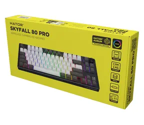 Hator Skyfall 80 PRO Aurum Vanila Silent linear szaro-czarny / Klawiatura gamingowa / mechaniczna / bezprzewodowa / wyświetlacz TFT