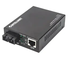 Intellinet Gigabit PoE+ / Konwerter mediów / 1x RJ-45 / 1x SC jednomodowy / 1000 Mbps / PoE+ 30 W / 20 km
