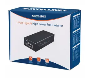 Wtryskiwacz Intellinet Gigabit PoE+ czarny / Wtryskiwacz PoE / 2x RJ-45 / 30 W