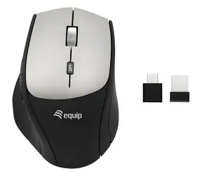 Ergonomiczna mysz bezprzewodowa Equip w kolorze czarnym / Mysz / dla praworęcznych / 2400 DPI / 2,4 GHz / Odbiornik USB-A/USB-C
