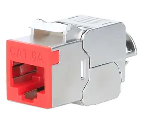 Moduł Intellinet Keystone Cat6a 10G STP czerwony / Moduł Keystone / RJ-45 / STP ekranowany / 500 MHz / PoE++