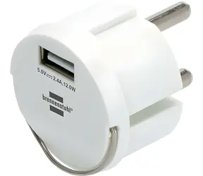 Wkładka gniazdowa Schuko Brennenstuhl z USB biała / Moduł gniazdowy / Wyjście USB 2,4 A / IP44