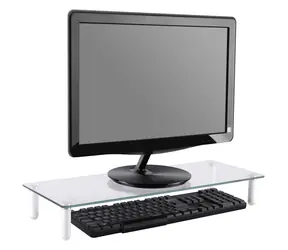 Equip 650882 czarny / Szklany stojak pod monitor / nośność 20 kg / szkło hartowane / 560x210x80 mm