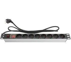 Listwa zasilająca Good Connections 19" czarno-srebrna / Listwa zasilająca / 1U / 8 gniazd / 16 A / 1,8 m