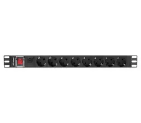 Lanberg PDU czarna / Listwa zasilająca Rack / 1U / 19" / 8 gniazd Schuko / 16 A / 2 m