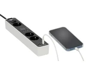 Brennenstuhl Ecolor biały/czarny / Listwa przedłużająca / 3x gniazdo / USB-A + USB-C / timer / wyłącznik bezpieczeństwa