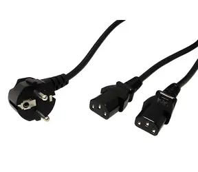 Rozdzielacz kabla zasilającego Roline CEE 7/7(M) - 2x IEC320 C13 czarny / Kabel zasilający / rozdzielacz / 2 m