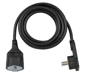 Przedłużacz Brennenstuhl z płaską wtyczką, czarny / Przedłużacz / 2 gniazda / 3 m / H05VV-F 3G1,5