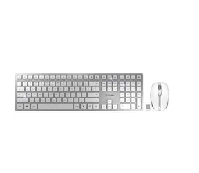 Cherry DW 9100 SLIM biało-srebrny / Zestaw klawiatura i mysz / Bluetooth 4.0 i 2,4 GHz / Układ EU / Ładowanie przez USB-C