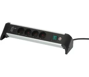 Brennenstuhl Alu-Office-Line czarny/aluminium / Listwa zasilająca biurkowa / 4 gniazda / USB-A / USB-C PD 30W / 1,8 m