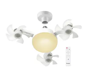 Beper P206VEN612 biały / Wentylator sufitowy / Oświetlenie LED / 3 prędkości / Pilot zdalnego sterowania / 50 W