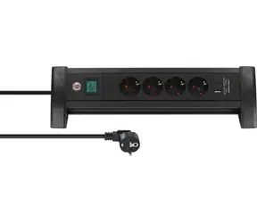 Brennenstuhl Premium Office Line czarny / Przewód przedłużający / 4X 230V / 1x USB-A / 1x USB-C / 1,8 m / włącznik/wyłącznik